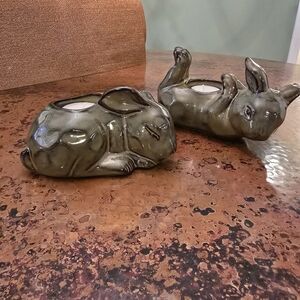 Vintage Partylite Baby Bunny Tealight Candle Holders - Set of Two